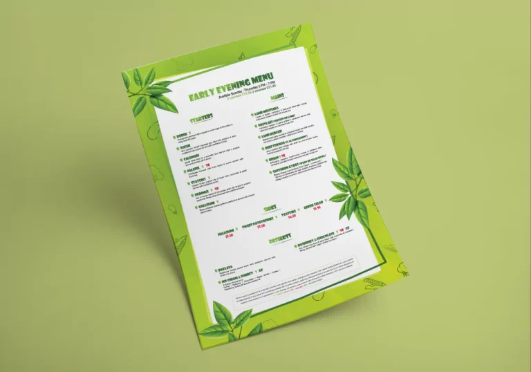 نمونه کار منو رستوران گیاه خواران