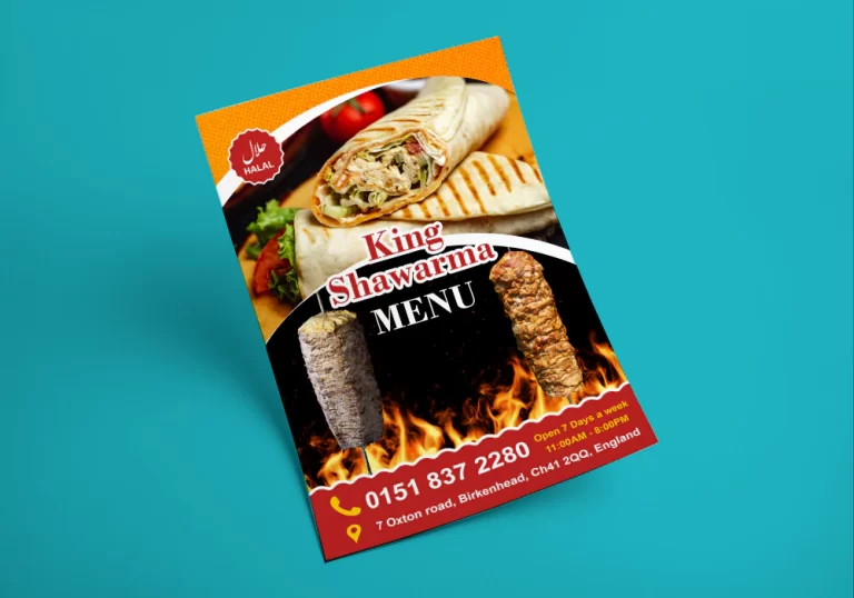 نمونه کار منو رستوران شاوارما 1